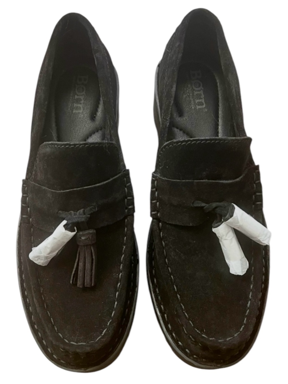 Born Capri Tassel Black Suede Platform Loafer Size 7.5M - Picture 6 of 8